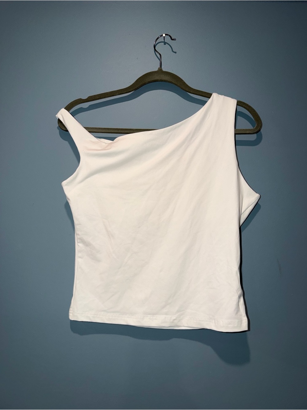 Asymmetrical White Women's Tank Top